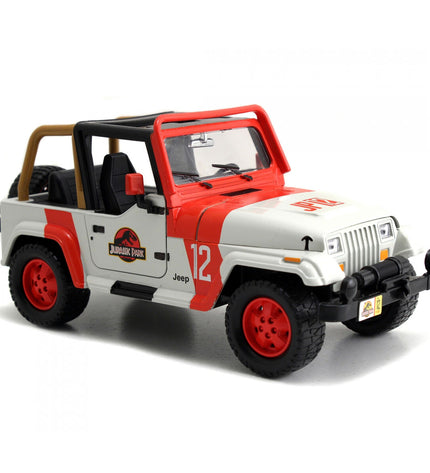 Jurassic Park Jeep Wrangler toy vehicle, 19 cm, featuring detailed Jurassic Park branding and realistic design.