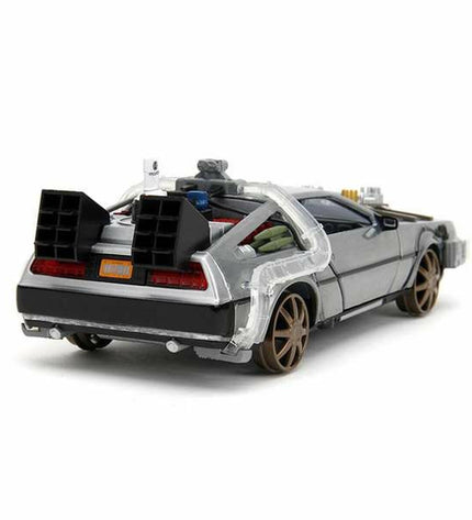 Smoby DeLorean toy car from Back to the Future III, 1:24 scale, featuring detailed design and futuristic vehicle features.