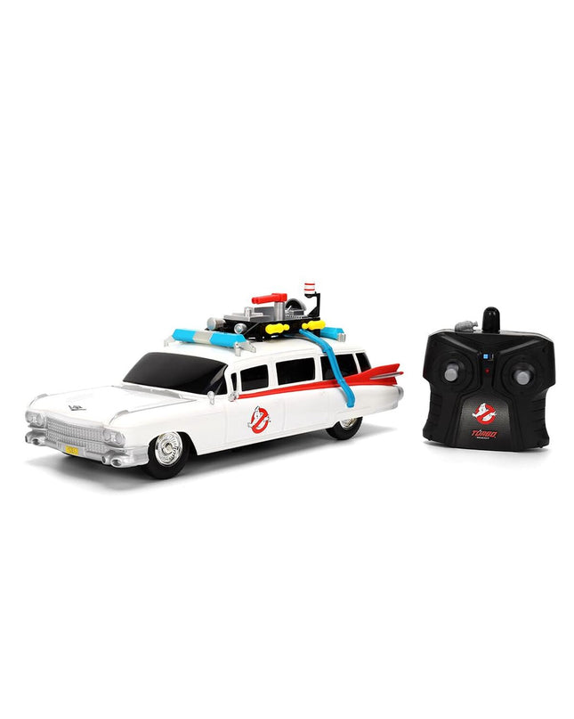 Smoby police car remote control toy with black and white design, detailed police decals, and steering wheel visible inside.
