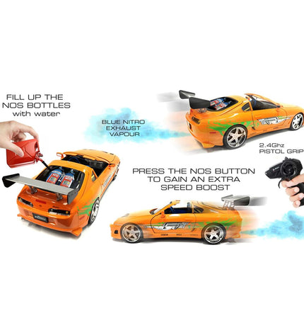 Smoby police car toy with remote control, colorful vehicle for kids, detailed design, suitable for imaginative play.
