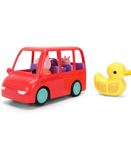 Pink Smoby remote-controlled police car toy, 17 cm long, with detailed police vehicle design for kids' play.