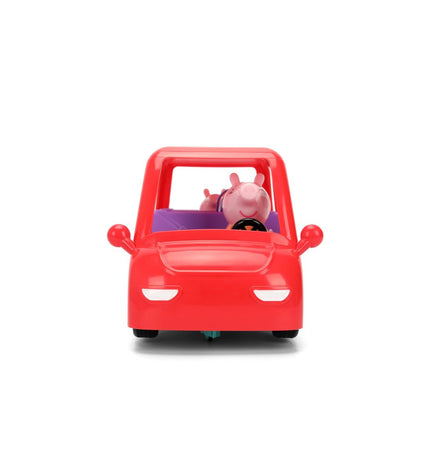 Pink Smoby remote-controlled police car toy, 17 cm long, featuring detailed police vehicle design for children’s play.