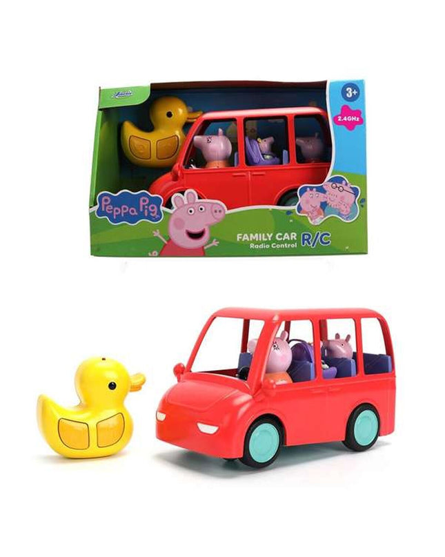 Pink Smoby remote-controlled police car toy, 17 cm long, featuring detailed police vehicle design for kids' play.