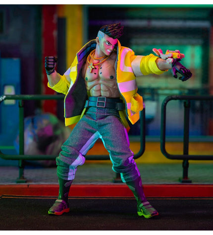 Jada Cyber Punk David action figure, 15 cm tall, featuring detailed futuristic costume and accessories, in a dynamic pose.