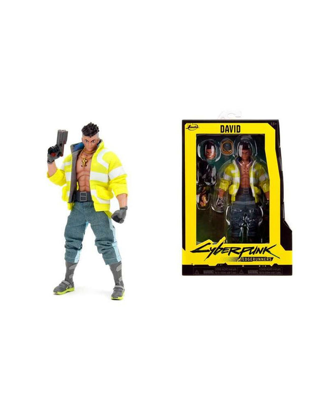 Jada Cyber Punk David action figure, 15 cm tall, with detailed futuristic costume and accessories.