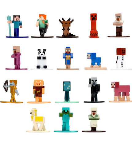 Minecraft poppen set with colorful action figures and accessories from the popular Minecraft toy and action figure collection.