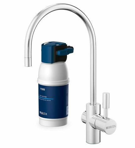 Brita filter for faucet, kitchen tap water filter with filtration cartridge, compatible with Brita pitchers and dispensers