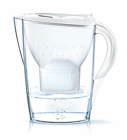 Brita Marella Cool 2.4L water jug with built-in filter, kitchen homeware, and drinking water dispenser in clear plastic.
