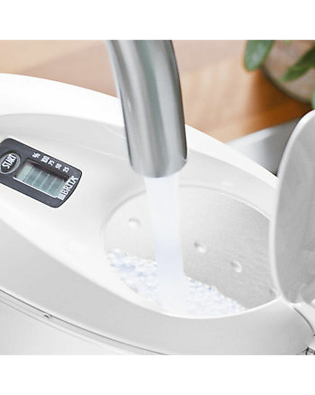 Brita Marella Cool water jug with filter, 2.4 liters, placed on a kitchen countertop for clean, filtered drinking water.