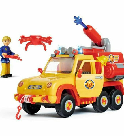 Simba Fireman Sam yellow fire truck toy, 27 x 17 x 17 cm, detailed plastic vehicle for children’s play and imaginative fun.