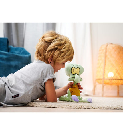 Soft Spongebob and Squidward plush toys, 35 cm, featuring detailed character designs from Spongebob for kids' play and cuddling.