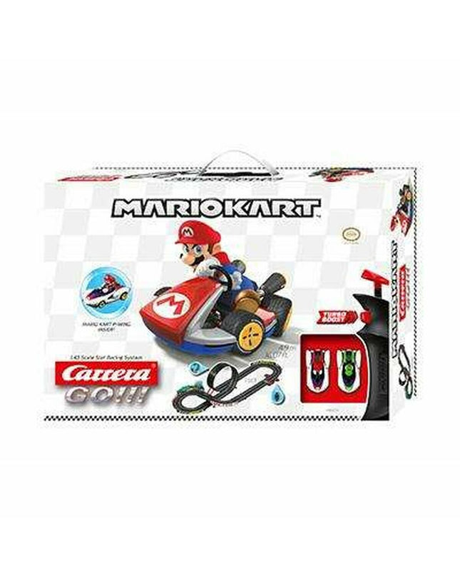 Carrera Nintendo Mario Kart P-WIN race track toy with colorful racing cars and detailed track layout, perfect for Mario Kart fans.