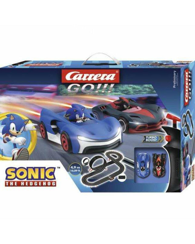 Sonic the Hedgehog race track toy with colorful roads and Sonic figure, ideal for kids' gaming and playtime.