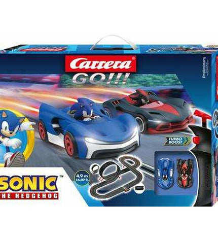 Sonic the Hedgehog race track toy with colorful track pieces and Sonic figure for children’s play and gaming fun.