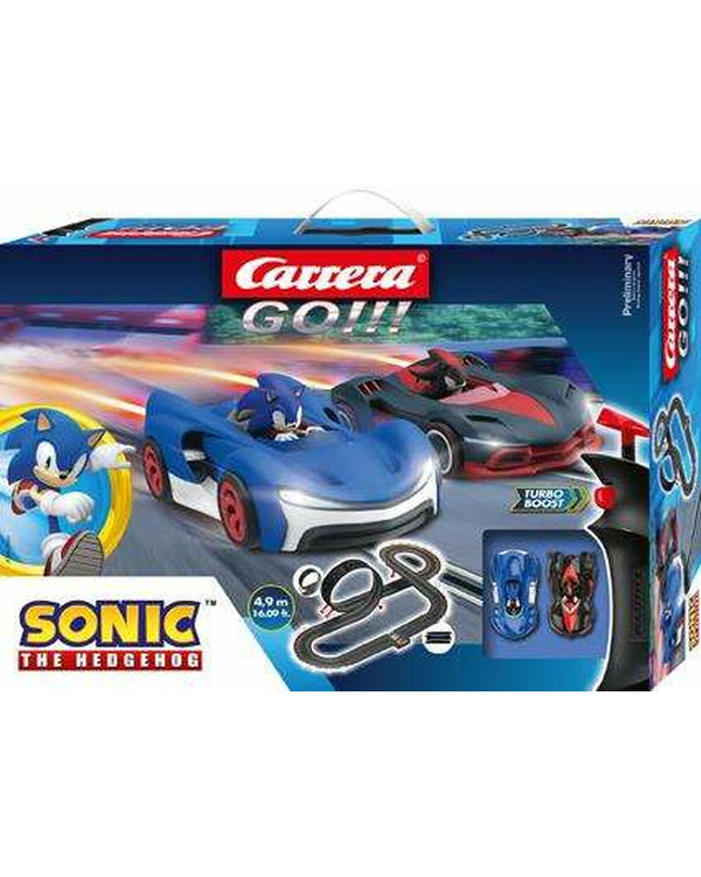 Sonic the Hedgehog race track toy with colorful track pieces and Sonic figure for children’s play and gaming fun.