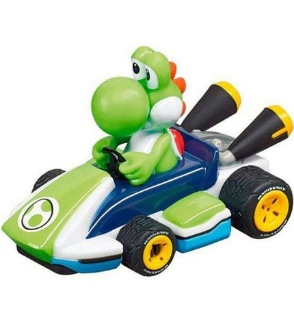 Carrera Mario Kart race track toy set with a 2.4-meter Carrera racing track and colorful Mario Kart vehicles.
