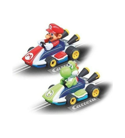 Carrera Mario Kart race track toy with 2.4-meter track, featuring colorful Mario Kart vehicles and racing elements.