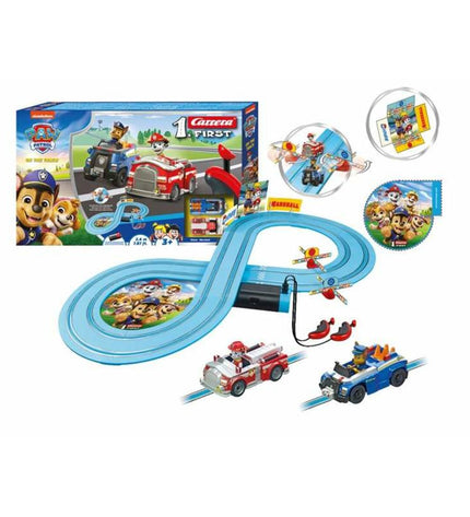 Paw Patrol Racebaan First Race 2.4m toy race track with colorful vehicles and track pieces for kids' play and racing fun