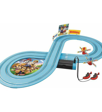 Paw Patrol First Race toy race track with colorful 2.4-meter track and vehicles, designed for kids' play and racing fun.