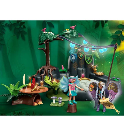Playmobil Adventures of Ayum Spring Ceremony playset with 108 pieces, featuring figures, trees, and ceremonial accessories.