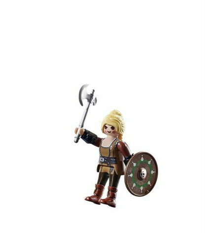 Playmobil Viking woman figure from Ledenpop Playmo-Friends 70854 set, showing detailed Viking costume and accessories.