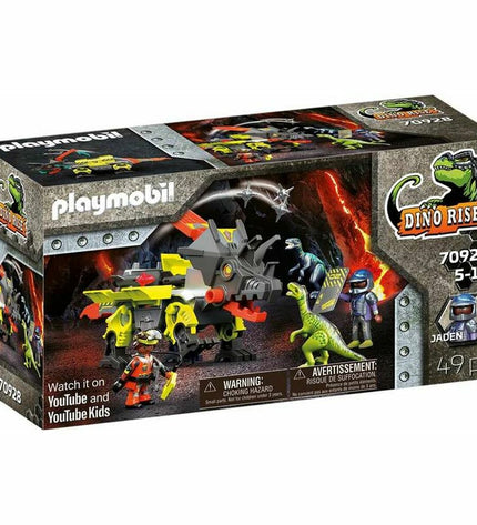 Playmobil Dino Rise Robo-Dino Combat Machine playset with action figures and detailed dino robot design.