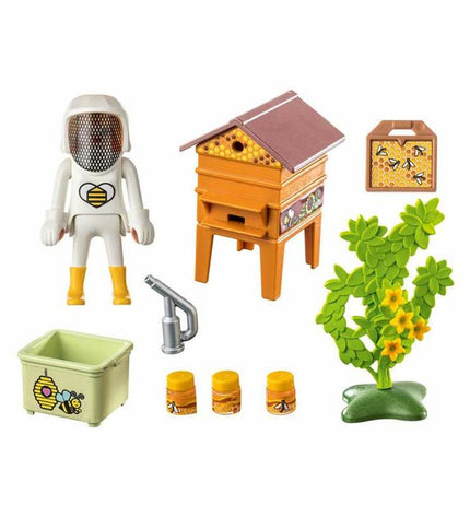 Playmobil 71253 Country Beekeeper playset with 26 pieces, including beekeeper figure, beehives, and accessories for imaginative play.