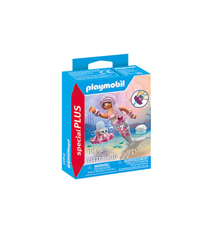 Playmobil octopus mermaid playset with 14 pieces, featuring underwater-themed toys and action figures for imaginative play.