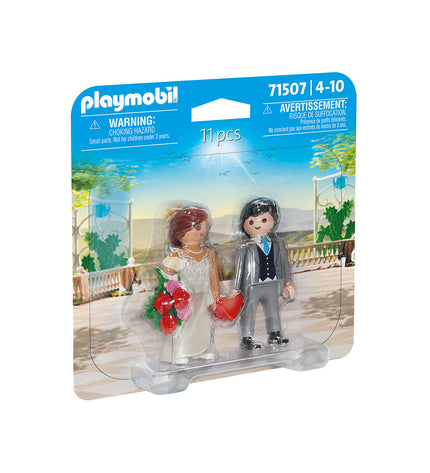 Playmobil bridal playset with 11 pieces, including bride and wedding accessories for imaginative dollhouse fun.