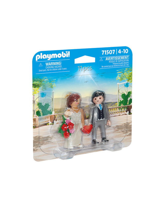Playmobil bridal playset with 11 pieces, including bride and wedding accessories for imaginative dollhouse fun.