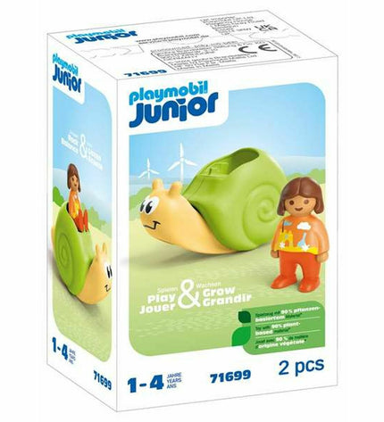 Playmobil toy playset with two parts, measuring 10x15x8 cm, featuring colorful figures and accessories for imaginative play.