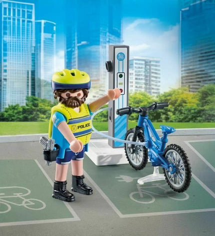 Playmobil playset with colorful figures and accessories, showcasing detailed toys and action figures from the Playmobil brand.