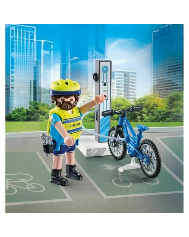 Playmobil playset with colorful figures and accessories, showcasing detailed toys and action figures from the Playmobil brand.
