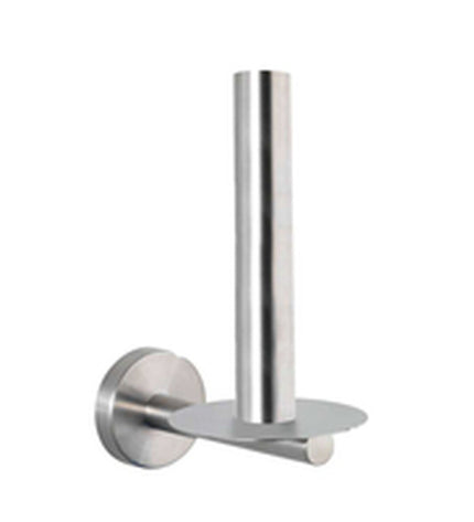 Wenko Bosio toilet roll holder in stainless steel, wall-mounted bathroom accessory, measuring 8x18x12.5 cm, with a sleek modern design.