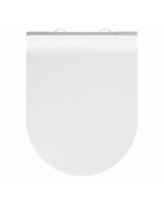 Wenko toilet seat cover for bathroom, white plastic with smooth surface and secure hinge, designed for comfort and hygiene.