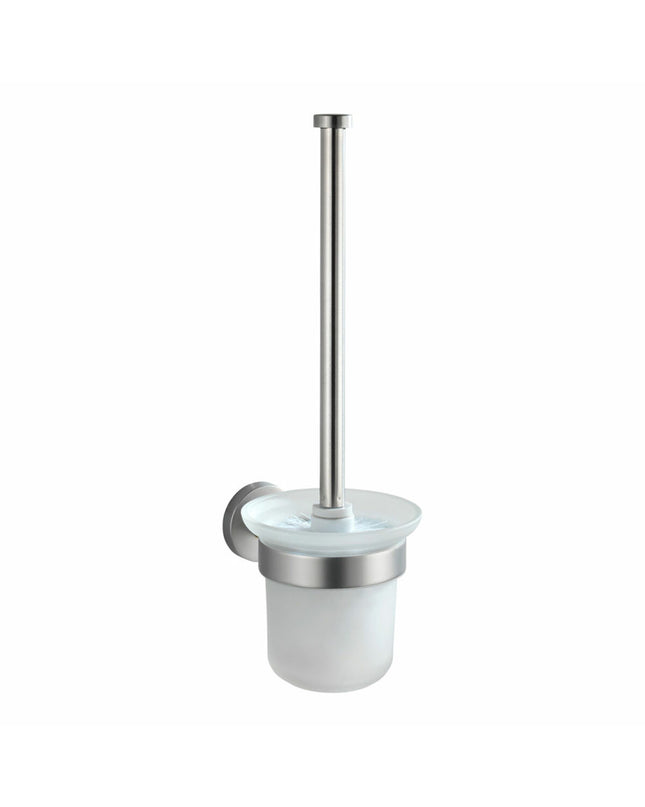 Wenko modern chrome brush holder in stainless steel, 10x35x14 cm, ideal for bathroom organization and storage.