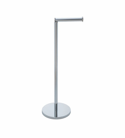 Wenko toilet paper holder in a bathroom setting, mounted on the wall with a roll of toilet paper ready for use.