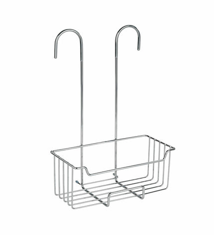 Wenko Milo stainless steel bathroom organizer holder with multiple compartments for toiletries and accessories.