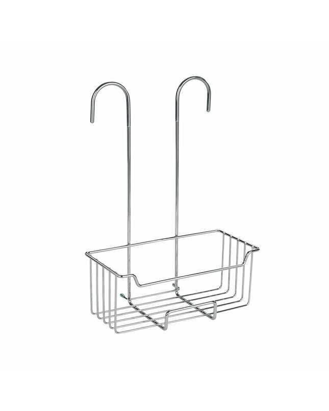 Wenko Milo stainless steel bathroom organizer holder with multiple compartments for toiletries and accessories.