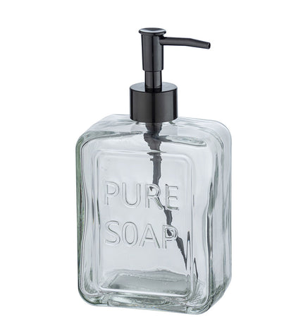 Wenko Pure soap dispenser in 550 ml, white plastic design for bathroom and kitchen use, with pump for liquid soap.
