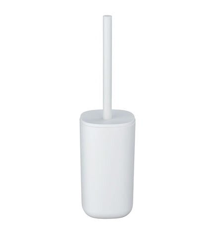 Wenko Davos white toilet brush with holder for bathroom cleaning, featuring a sleek design and durable bristles.