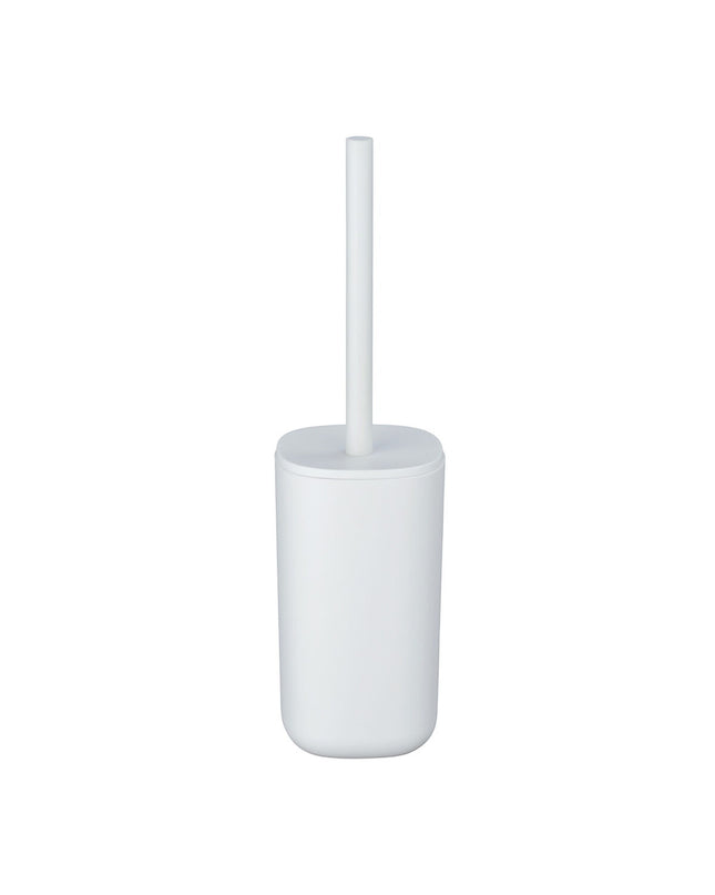 Wenko Davos white toilet brush with holder for bathroom cleaning, featuring a sleek design and durable bristles.