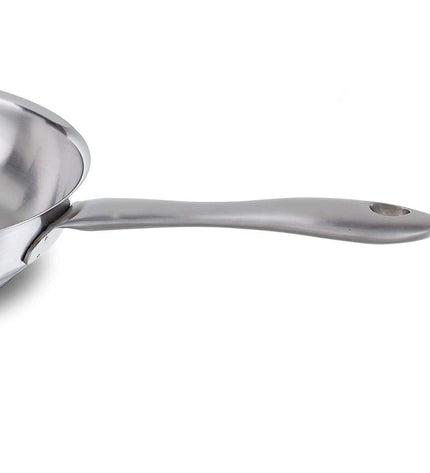 Fissler stainless steel 24cm frying pan with silver finish, durable cookware for home and kitchen use.