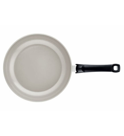 Fissler 15722028100/0 grey aluminum 28cm frying pan for cooking and kitchen use, with a smooth non-stick surface.