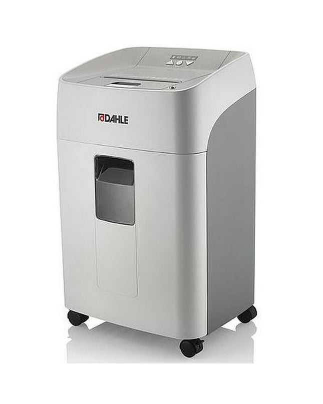Dahle SHREDMATIC 300 paper shredder with 40-liter bin, office electronics and stationery for secure document disposal.