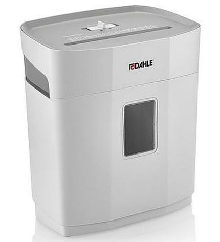 Dahle PS120 paper shredder with 12-liter waste bin, office electronics and stationery, black and silver design, in operation