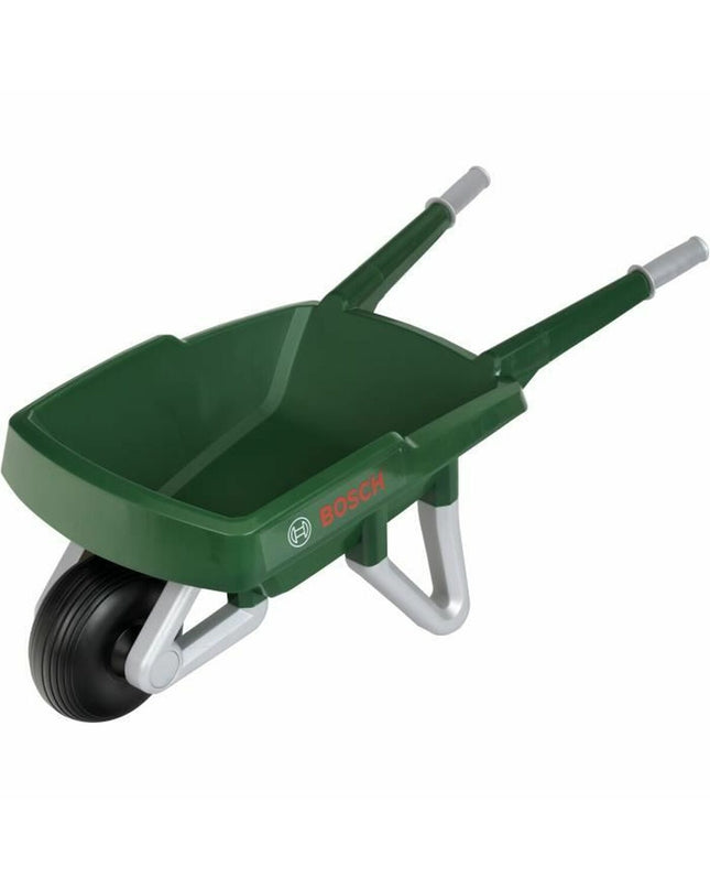 Green Klein Toys mini plastic toy wheelbarrow for kids, measuring 80 x 34 x 31.5 cm, suitable for outdoor play and gardening.