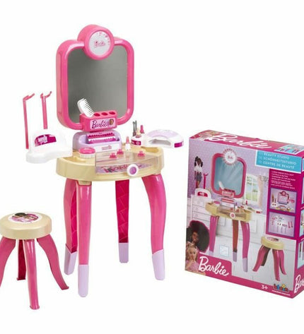 Klein Toys Barbie Happy Vibes Beauty Center mini house with furniture for play and pretend beauty salon activities.