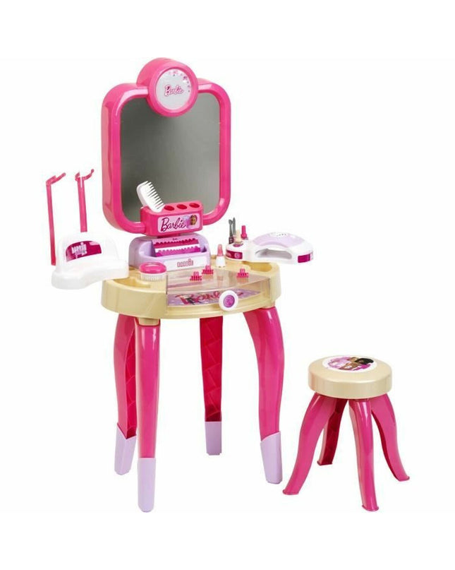 Klein Toys Barbie Happy Vibes Beauty Center playset with miniature furniture and accessories for imaginative house and cooking fun.
