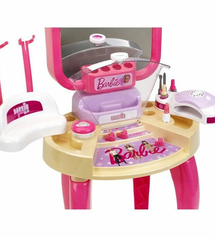 Klein Toys Barbie Happy Vibes Beauty Center playset with miniature furniture and accessories for kids' pretend beauty salon.
